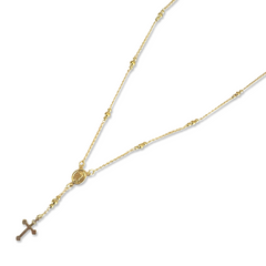 Gold Filled St Mary Cross Rosary Necklace