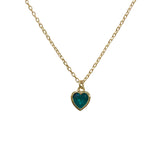 Dainty Emerald Heart Bezel Necklace