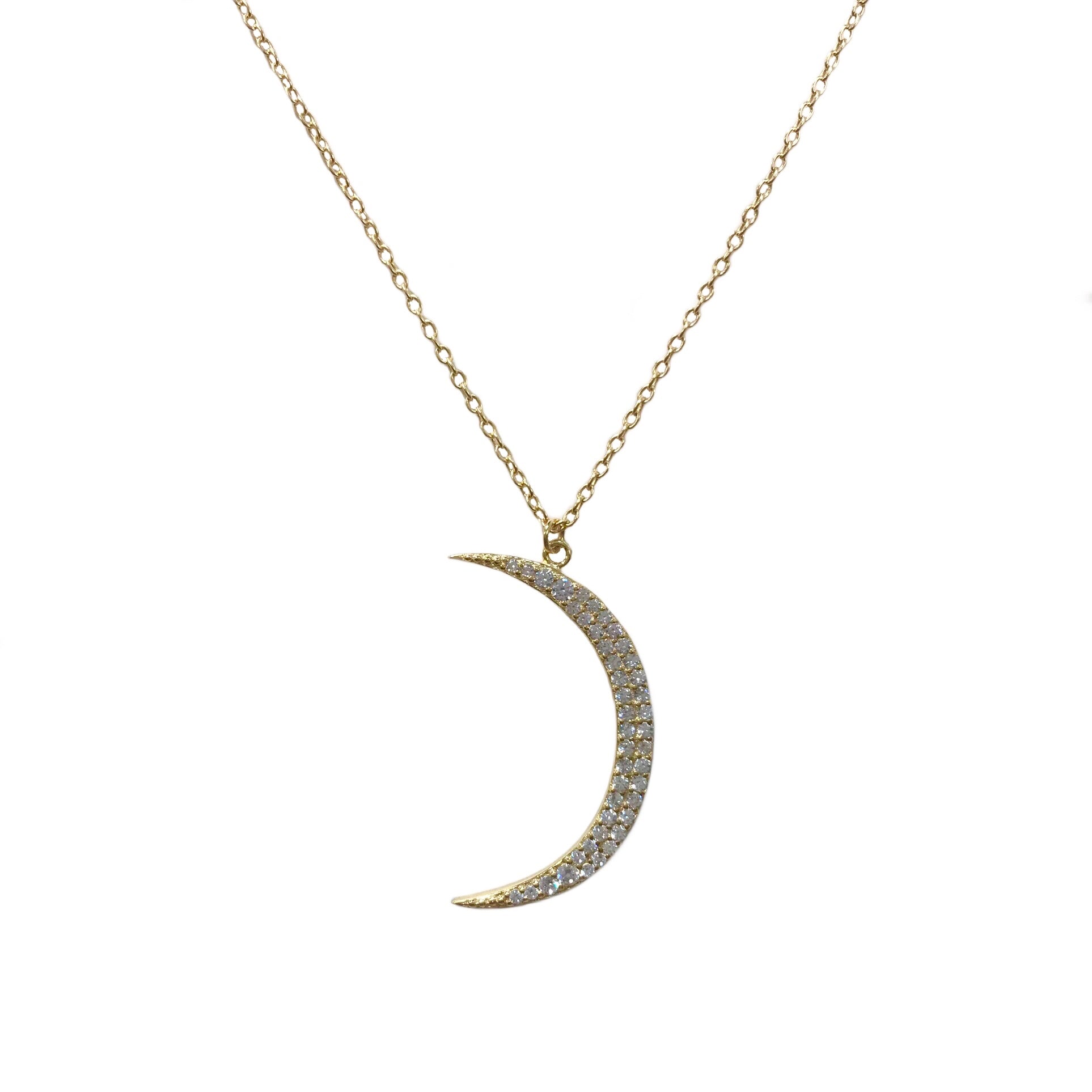 Crescent Double CZ Moon Necklace
