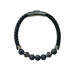 Joellery Men’s Braided Leather Lava Bracelet