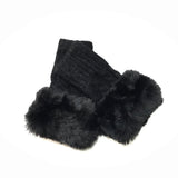 Fingerless Knit Fur Cuff Gloves