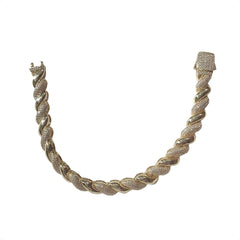 Gold Filled Unisex CZ Twist Tennis Bracelet