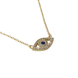 Evil Eye Sapphire Flat Necklace
