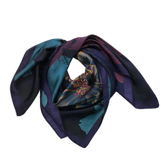 Midnight Peony Flower Silk Scarf
