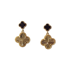 Sterling Silver Flora Ridged Gemstone Drop Stud Earrings