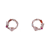 Heart Baguette Cluster Circle Studs