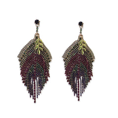 Noellery Leafea Tassel Chandelier Statement Earrings