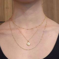 Flora Bezel Mother of Pearl Necklace