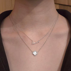 Amore Small Love Cursive Script Bezel Necklace
