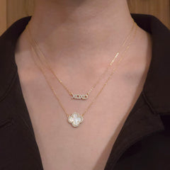 XOXO Pave Block Script Necklace