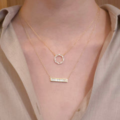 Geovana Circle Baguette Necklace