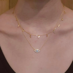 Evil Eye Sapphire Flat Necklace