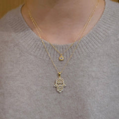 Hamsa Pave Silhouette Necklace