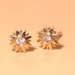 Emilia Sunflower Bezel Stud Earrings
