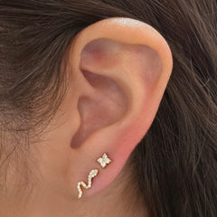 Tina Petite Diamond Flower Clover Stud Earrings