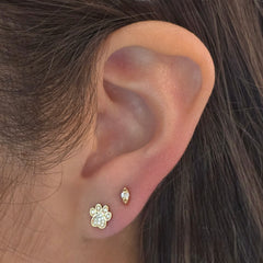 Pepper Diamond Paw Print Stud Earrings