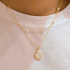 St. Mary Mother of Pearl Baguette Necklace