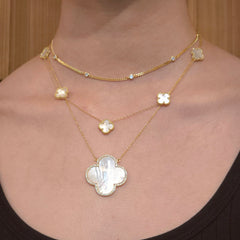 Flora Mother of Pearl Extra Large Pendant Necklace