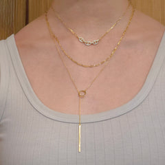 Laura Circle Bar Lariat Necklace