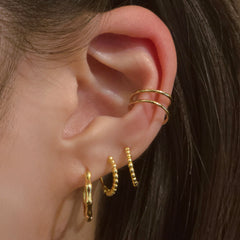 Sterling Silver Double Lines Conch Ear Cuff