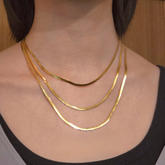 Gold Filled Thin 3mm Herringbone Necklace
