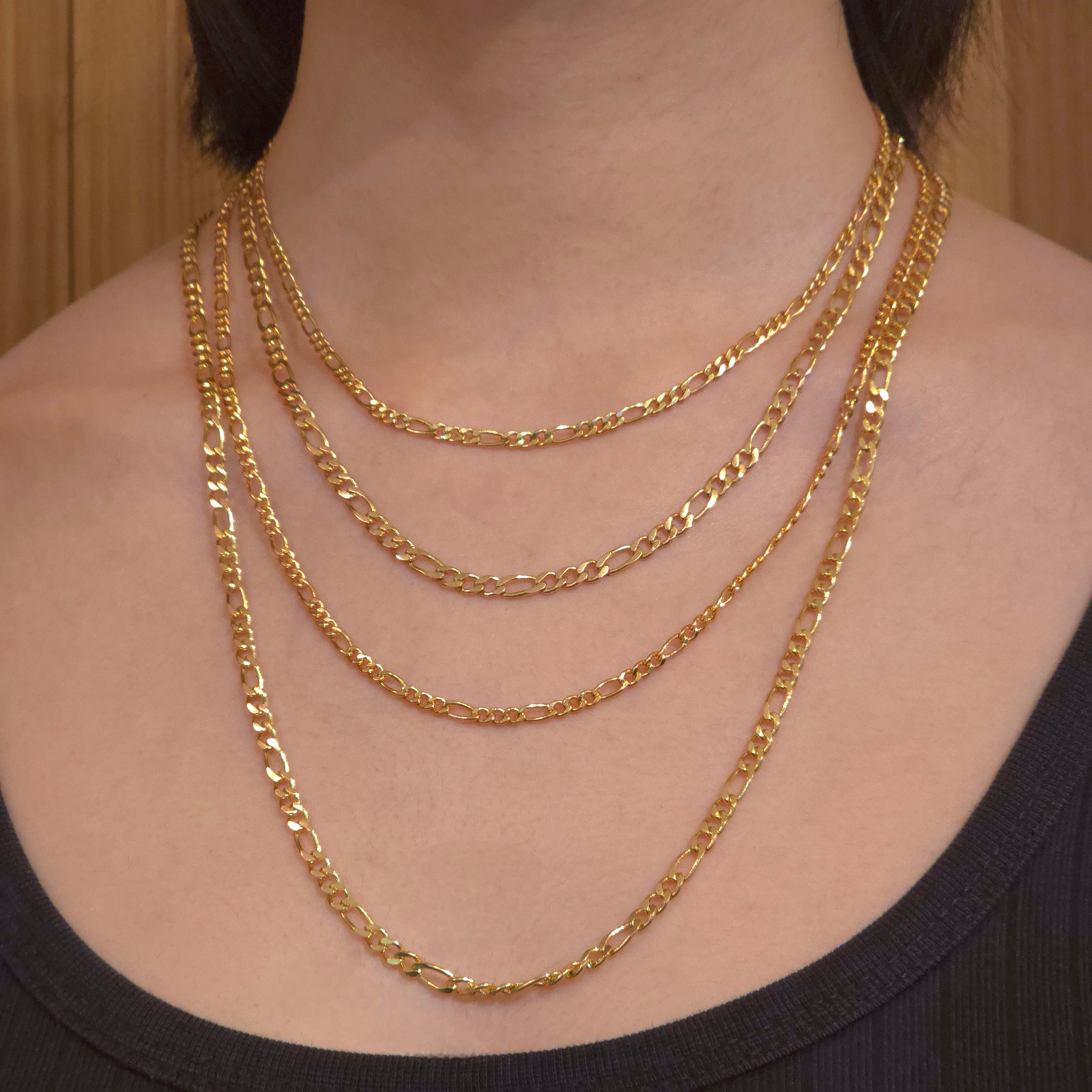 18K Gold Filled Figaro 3mm Chain Necklace – Noellery