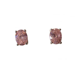 Brass Oval Birthstone Prong Earrings
