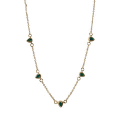 Gold Filled Emerald Teardrop Station Necklace