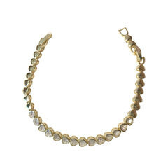 Gold Filled Gold Heart Bezel Tennis Bracelet