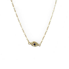 Evil Eye Color Beaded Enamel Chain Choker