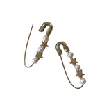 Star Pearl Safety Pin Threader Earrings