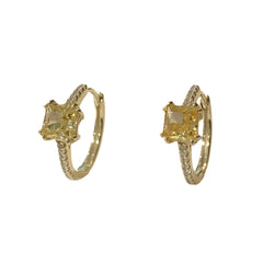 Square Pave Birthstone Huggie Hoops