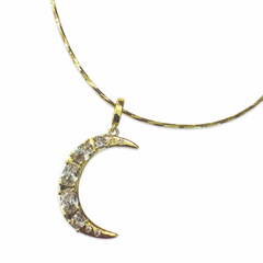 Golden Crescent Moon Pendant Necklace