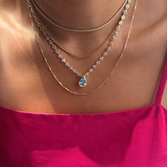 Teardrop Bezel Tennis Necklace