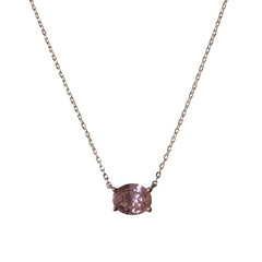 Brass Oval Birthstone Prong Necklace
