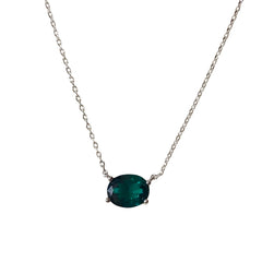 Brass Oval Birthstone Prong Necklace