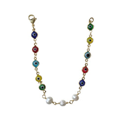 Gold Filled Evil Eye Pearl Bracelet