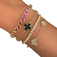 Bailey Rainbow Heart Rainbow Bezel 7” Tennis Bracelet