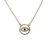 Evil Eye Hollow Disc Necklace