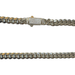 Joellery White Gold Filled 24” 8mm Long Cuban Buckle Chain