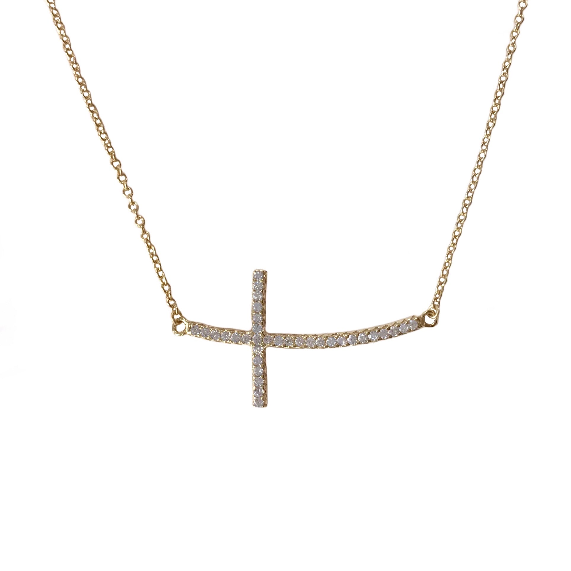 Classic Diamond Sideways Cross Necklace | Angara