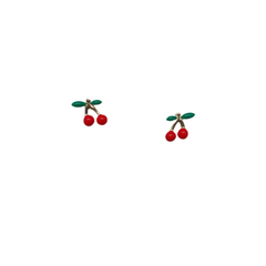 Red Enamel Cherry Studs