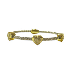 Heart Double Cable 3 Station Bracelet