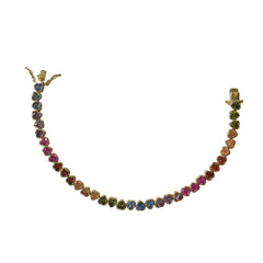 Bailey Rainbow Heart Rainbow Bezel 7” Tennis Bracelet