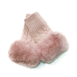 Fingerless Knit Fur Cuff Gloves