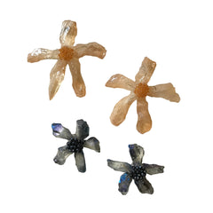 Natural Quartz Flower Statement Earrings