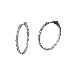 Turquoise Sparkle Bezel French Clasp Hoops