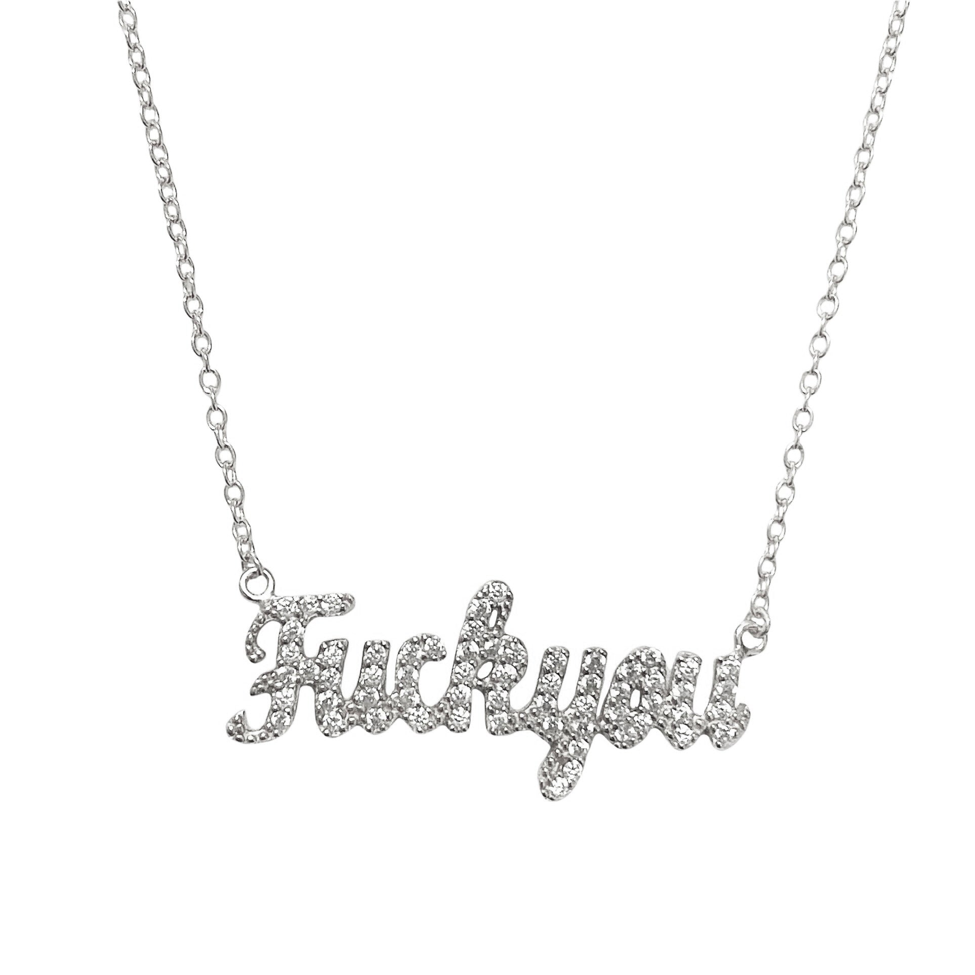 Sterling Silver Script Fuck You Necklace – Noellery