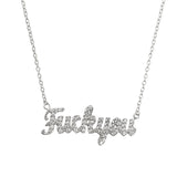 Sterling Silver Script Fuck You Necklace
