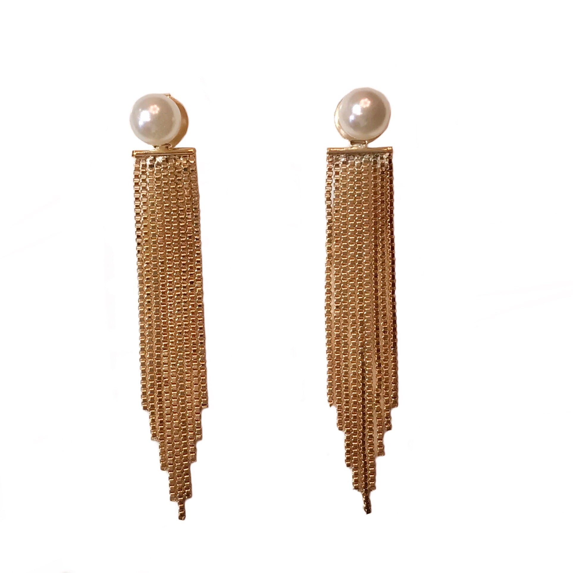 Gold Filled Pearl Tassel Earrings